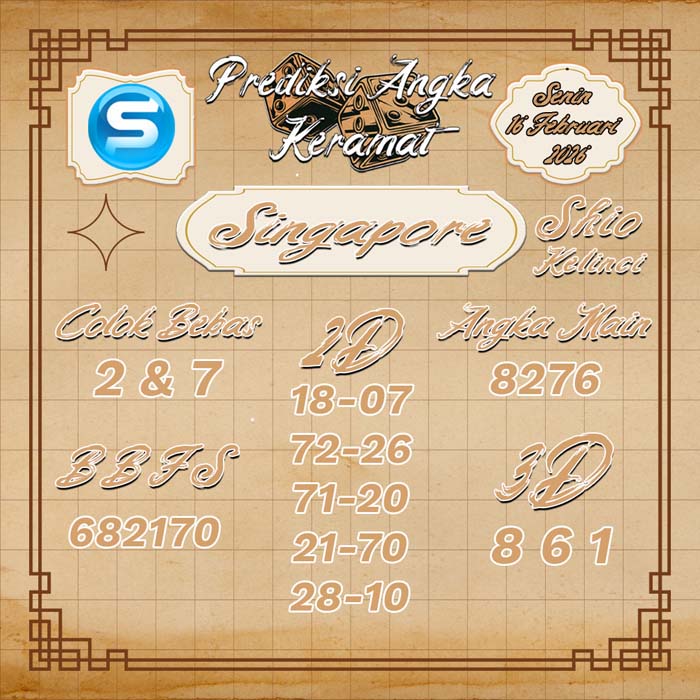 PREDIKSI SINGAPORE ANGKA KERAMAT